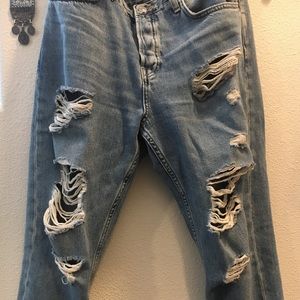 Topshop distressed mom jeans